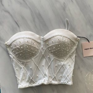 NWT SUPERDOWN Elisabeth Beaded Pearl Corset